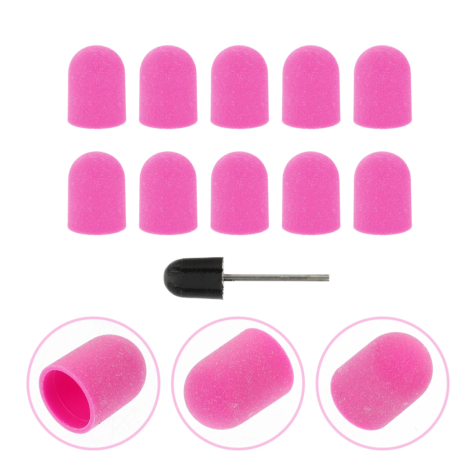 10 個ネイルサンディングキャップマニキュア研削ヘッド耐摩耗性防錆キューティクルケア用ポータブル軽量ペディキュアツール