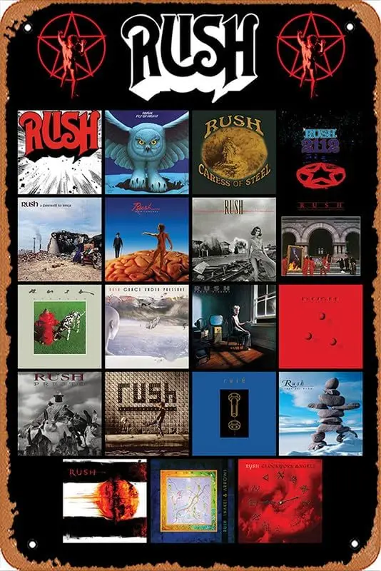 Metal Tin Signs Rush Album Covers Retro Vintage Style Rock Band Music 8 x 12 inch