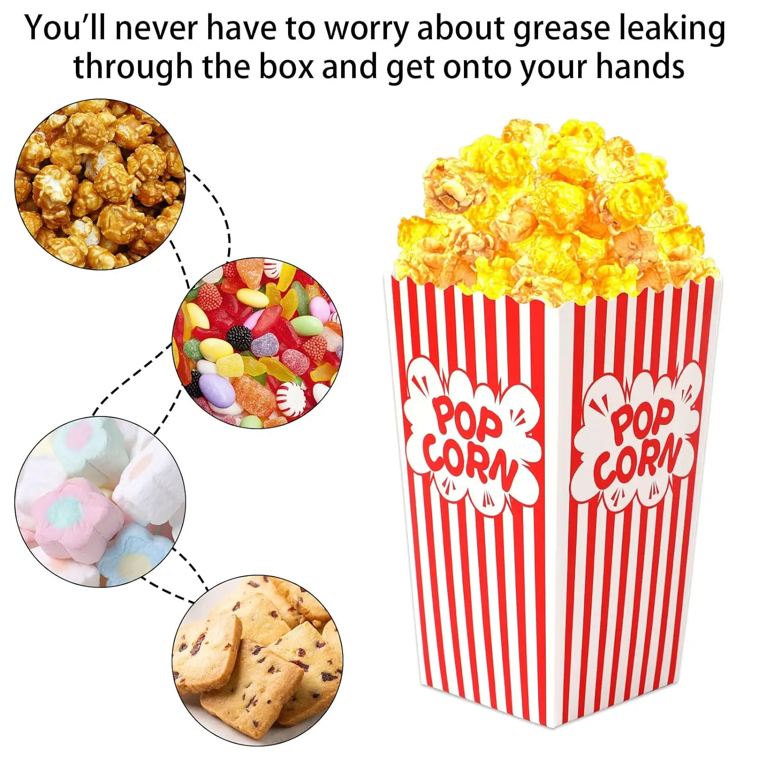 25 Stuks Papier Popcorn Zakken Rood En Wit Film Nacht Popcorn Dozen Mini Pop Maïs Emmers Container Voor Thuis Carnaval Feest Decor