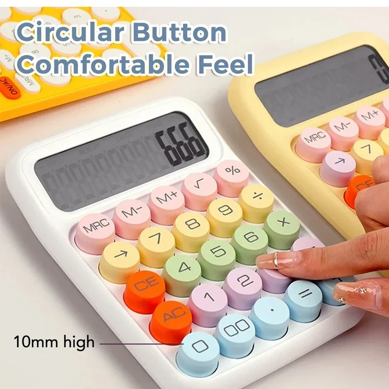 12-digit Keyboard Calculator Office Mechanical Buttons Calculator Cute Candy Color School Supplies Students/Finance Stationery