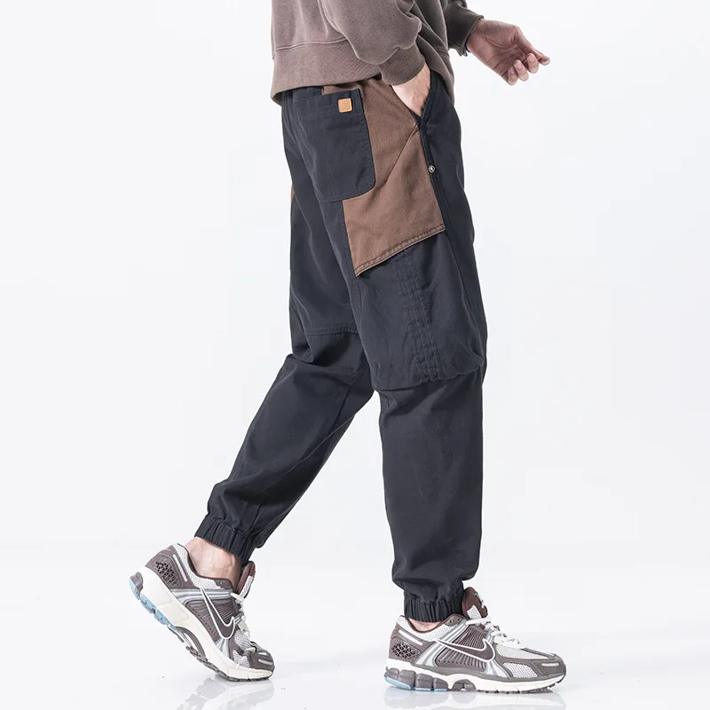 

2024 Safari Style Casual Pants for Men in Plus Size, Loose-Fitting Streetwear with Multiple Pockets and Cuffed Bottoms