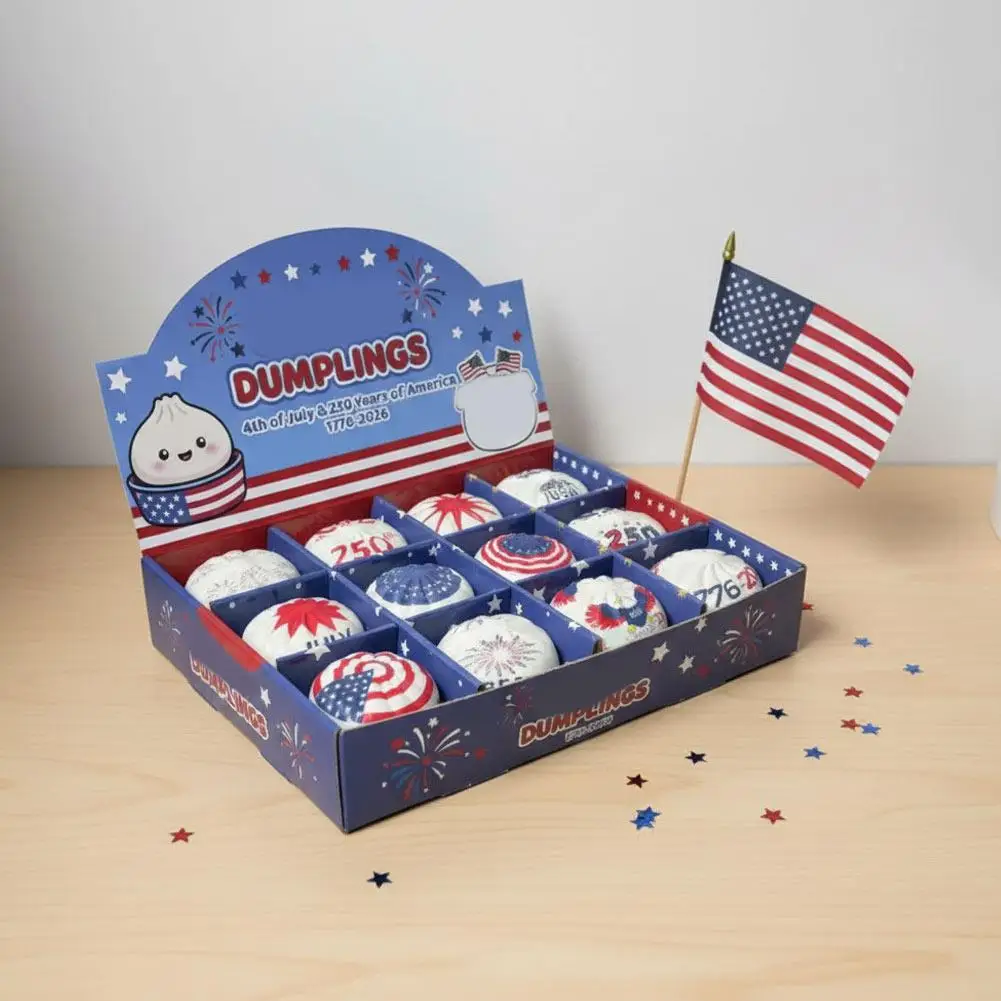 250th USA Anniversary Liberty Dumpling Squishy 12pc Gift Set 1776-2026 Eagle Statue Squishy Toy Dumpling Stress Ball Gift Toys