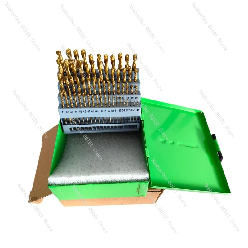 Twist Drill Bit Set Titanium Coated 60PCS Drill Bits Kit Metal Drill Set with Storage Case High Speed Steel Tools