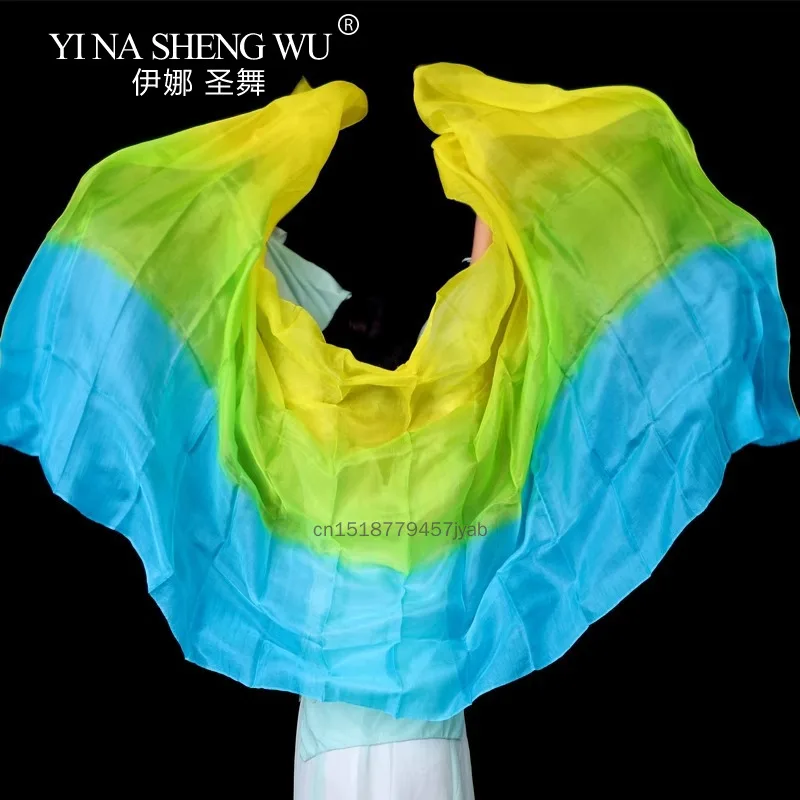Danse du ventre foulard en soie lancer à la main dégradé couleur danse pratique Performance voile de soie personnalisé 100% vraie soie voile de danse du ventre