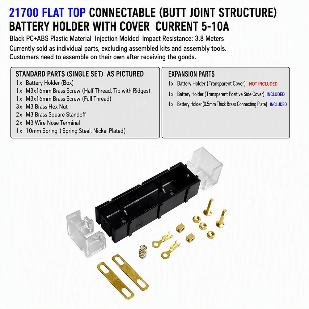 DIY-Batteriehalter für 18650 21700, Verbindbare Box, Tragbarer Energiespeicher, Ohne Schweißen, Zapfenverbindungen – Detail 7