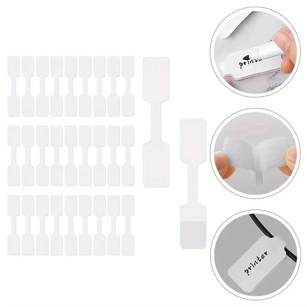 100pcs White Cable Labels - Self-Adhesive Writable Cord Tags for Office/School Organization, Easy Cable Management image 3