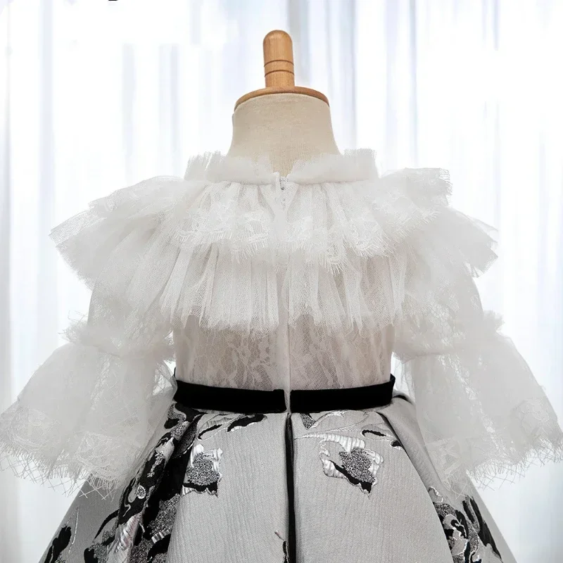 Robe de princesse de baptême pour bébé fille, tenue coréenne pour enfants, robe de RhLolita éducative, robe assortie pour bébé, vêtements de luxe pour enfants, 1er anniversaire