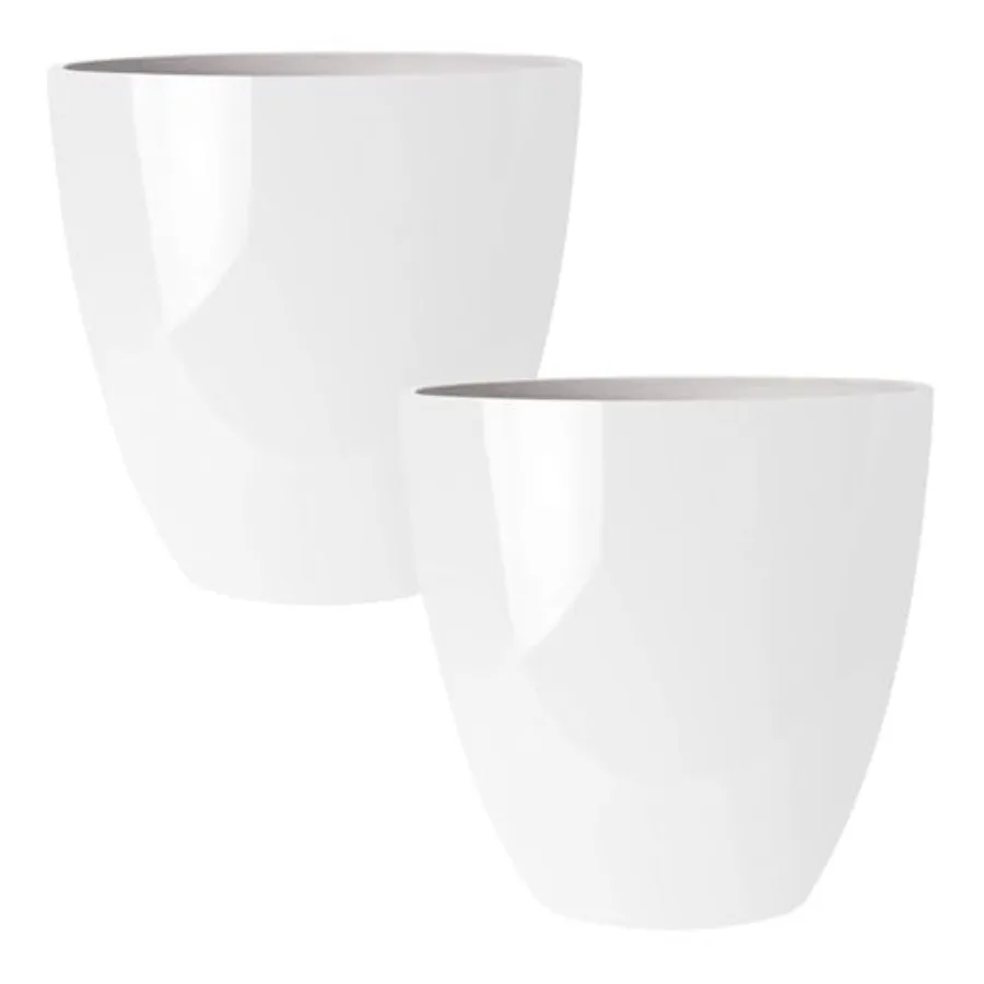 

Indoor/Outdoor Plastic Plant Pots - Modern Weather-Resistant Black 12-Inch Lightweight Large Flower Pots for Home Decor