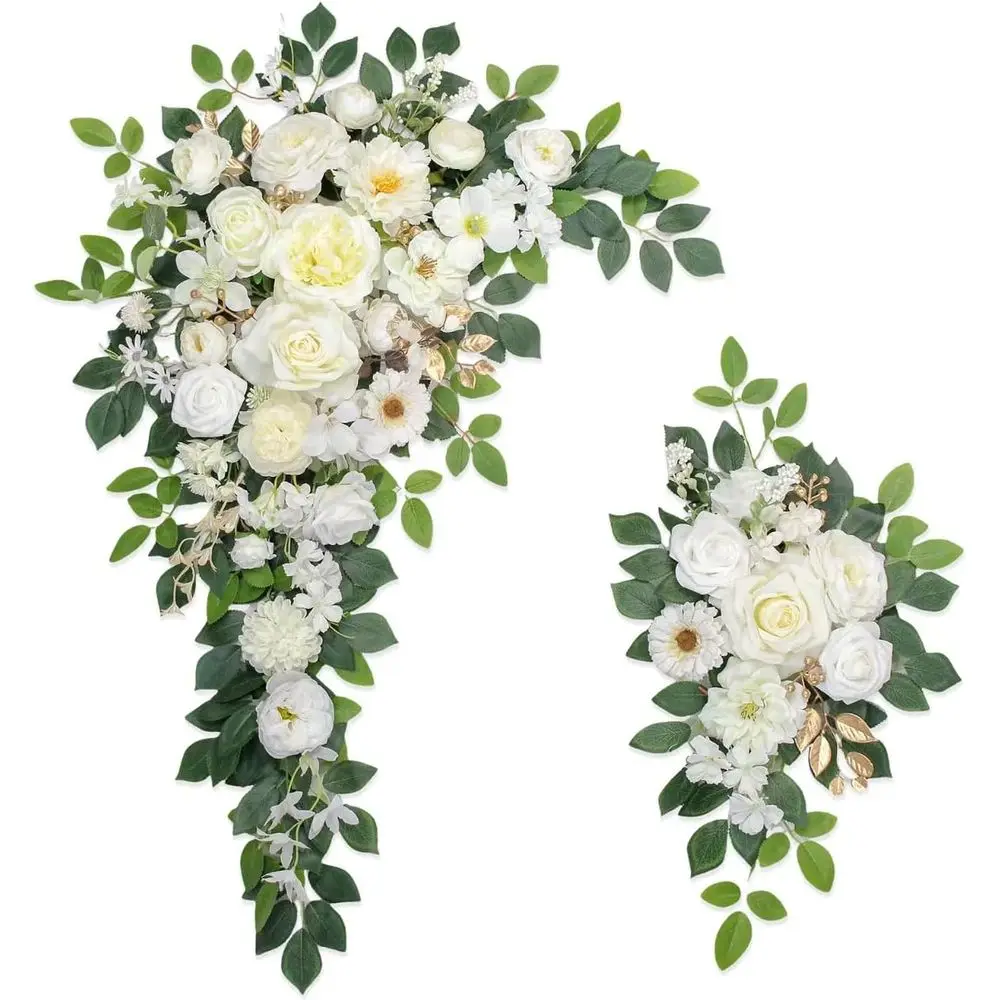 

White Double Artificial Lower Arch Decorations for Wedding Ceremony Backdrop