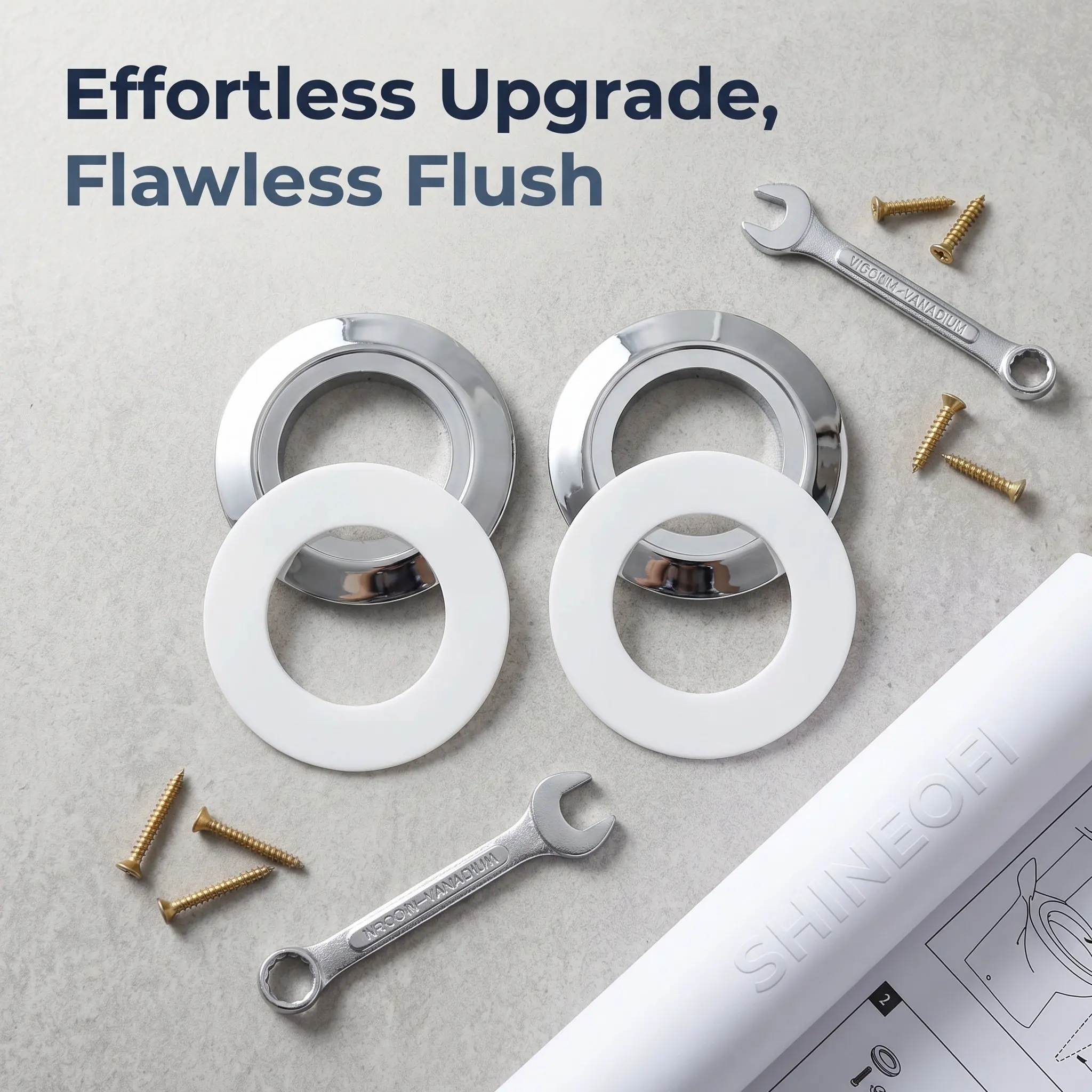 2Sets Dual Flush Toilet Button Converter Replacement Easy Install Flush Auxiliary Conversion Gasket Fits 38Mm 48Mm 58Mm Toilet