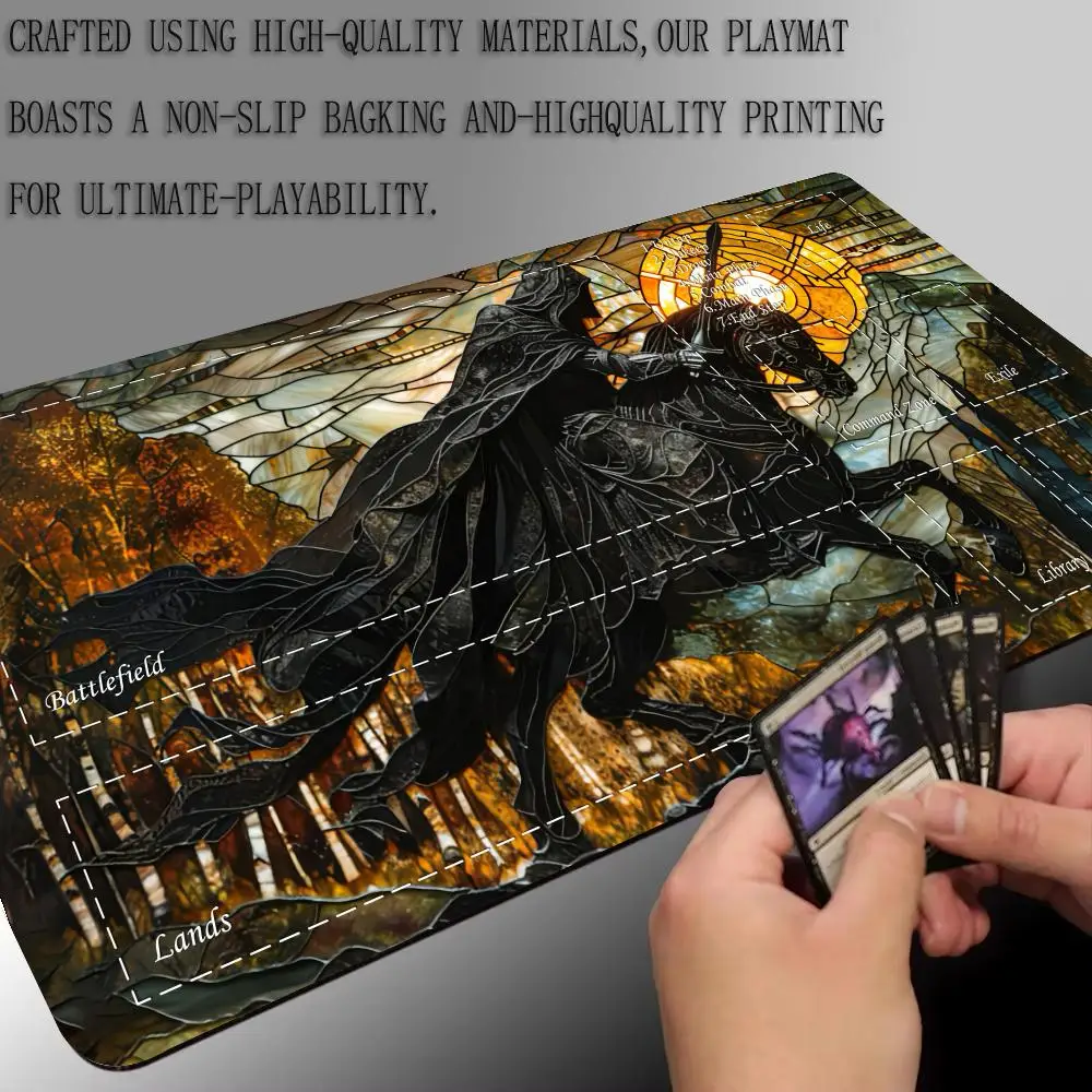 Magic Playmat kaartgamingmat met zone Gekleurde glasstijl Illustratie mtg speelmat Bureaumat verzamelspelmat magisch kaarttapijt