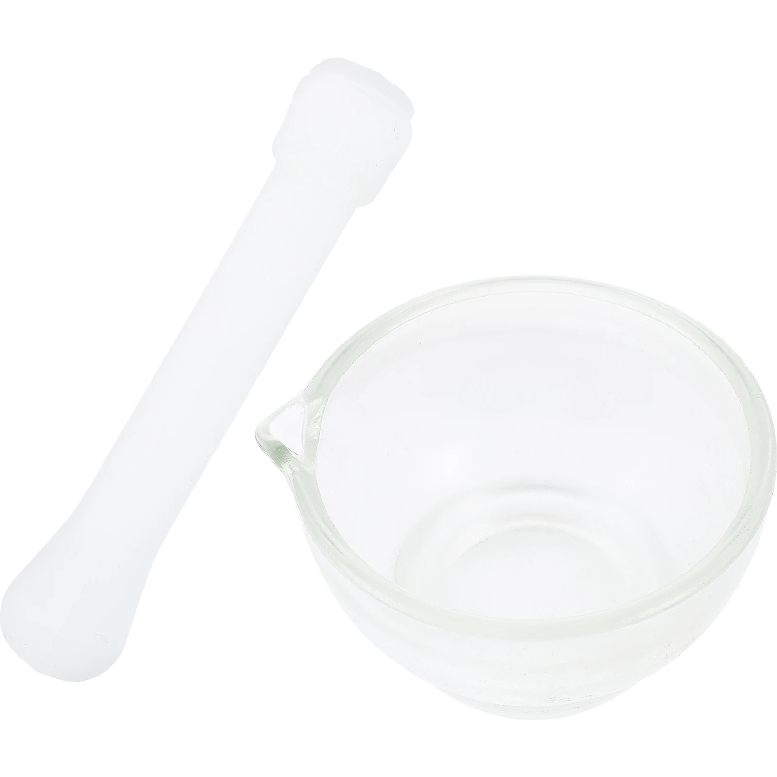 

90mm Glass Mortar and Pestle Set Garlic Pounder Spice Grinder Kitchen Tools Noncorrosive for Home Restaurant