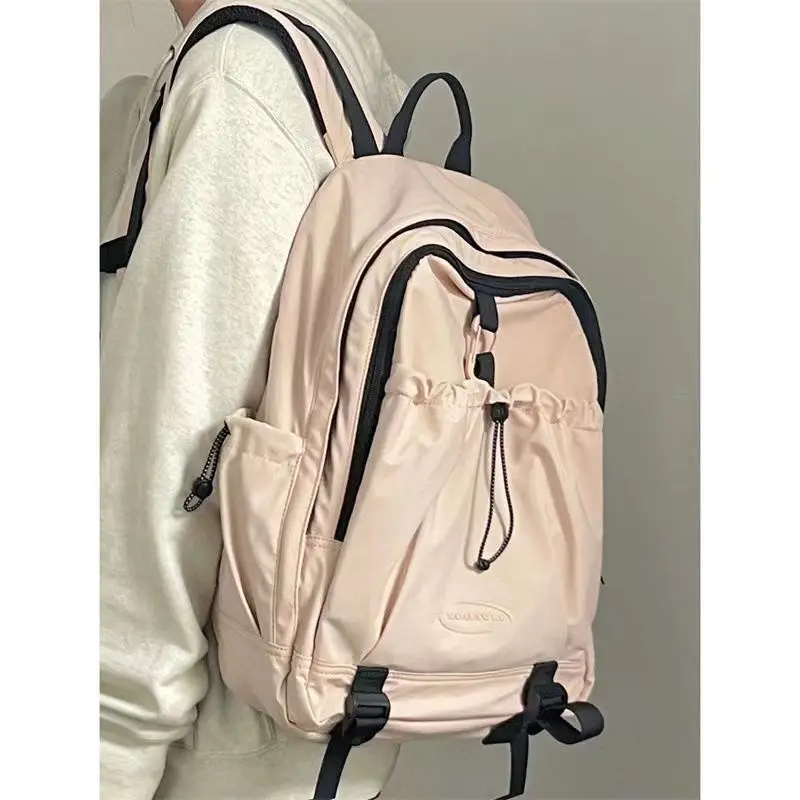 Miyagawa Korean Drawstring Backpack 2023 New High School Large Capacity Schoolbag Solid Color Causal Fashion Shoulder Bag