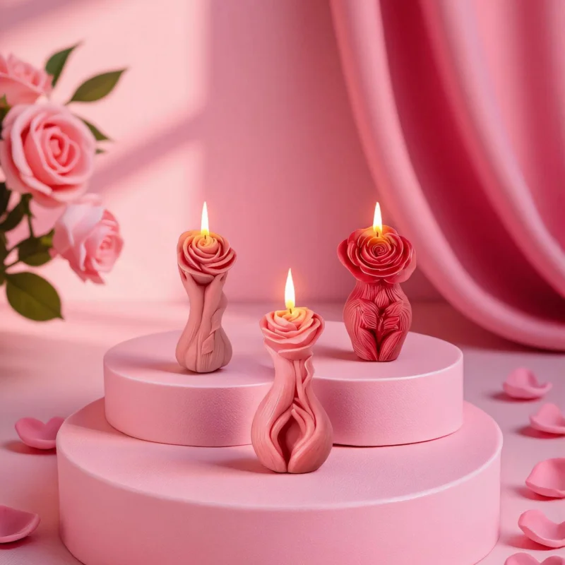 

3pcs Romantic Body Rose Candle Mold - DIY Valentine's Day Human Shape Silicone Craft Mold