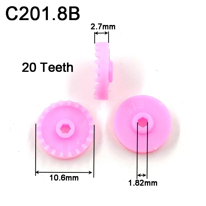 C201.8B Four-wheel Drive Conversion Gear 20 Tooth Crown Gear 1.8mm Hexagonal Hole Toy Parts 10pcs/lot