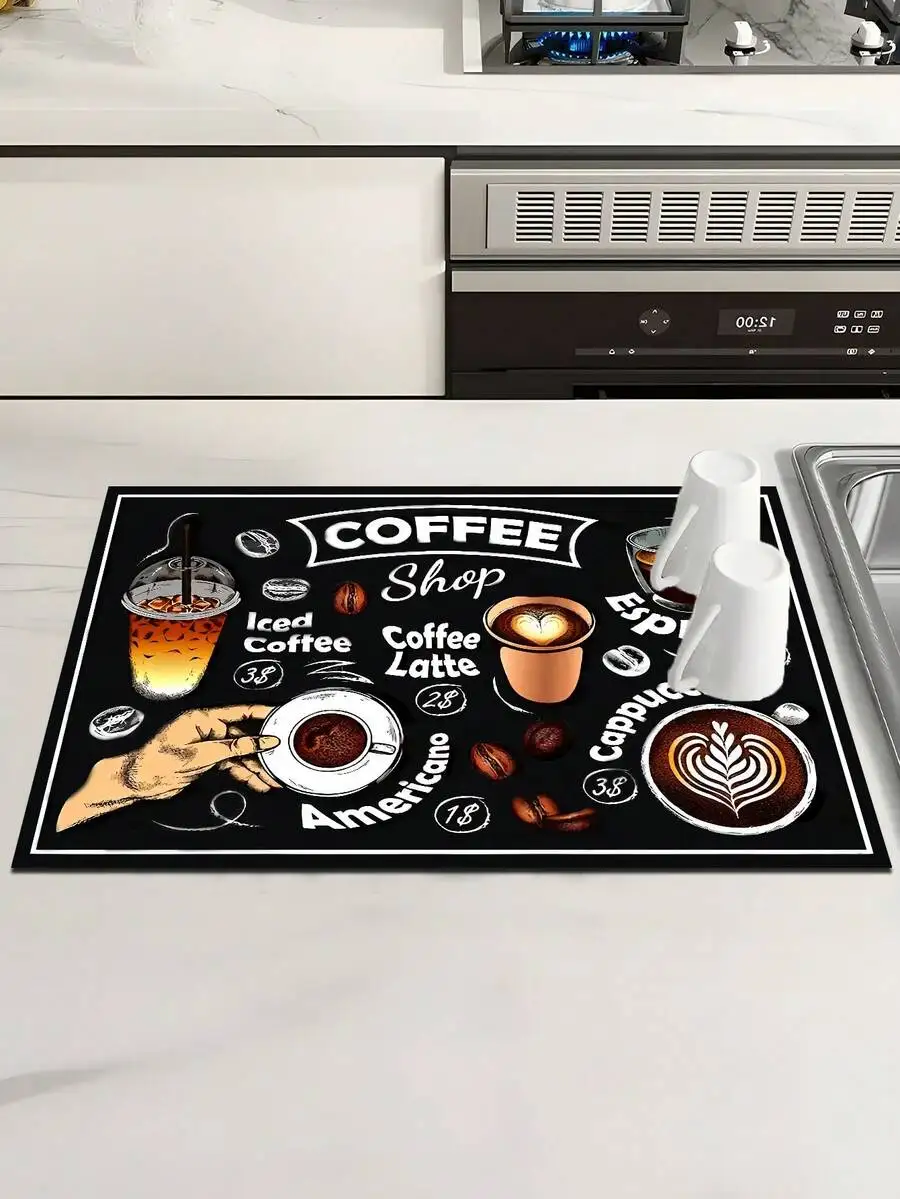 1pc,Coffee Machine Diatom Mud Drainage Pad, Soft Rubber Drain Pad, Non-Slip Super Absorbent And Wear-Resistant Dish-Washing Dry