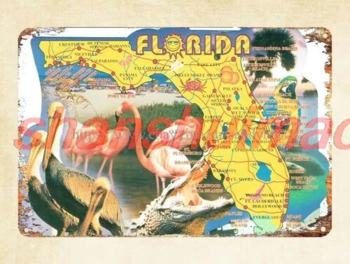 shui Florida travel tourism flamingo metal tin sign metal wall art 1pc