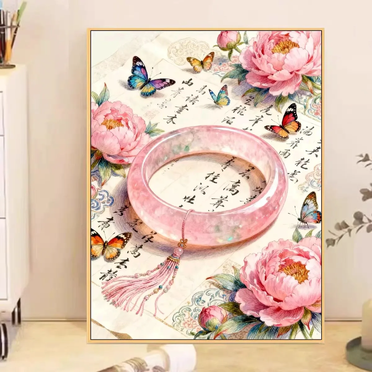 

9CT 14ct jade bracelet Flowers Printed Kit Cross Stitch Embroidery DIY Needlework Home Decor Crafts With Needles Threads