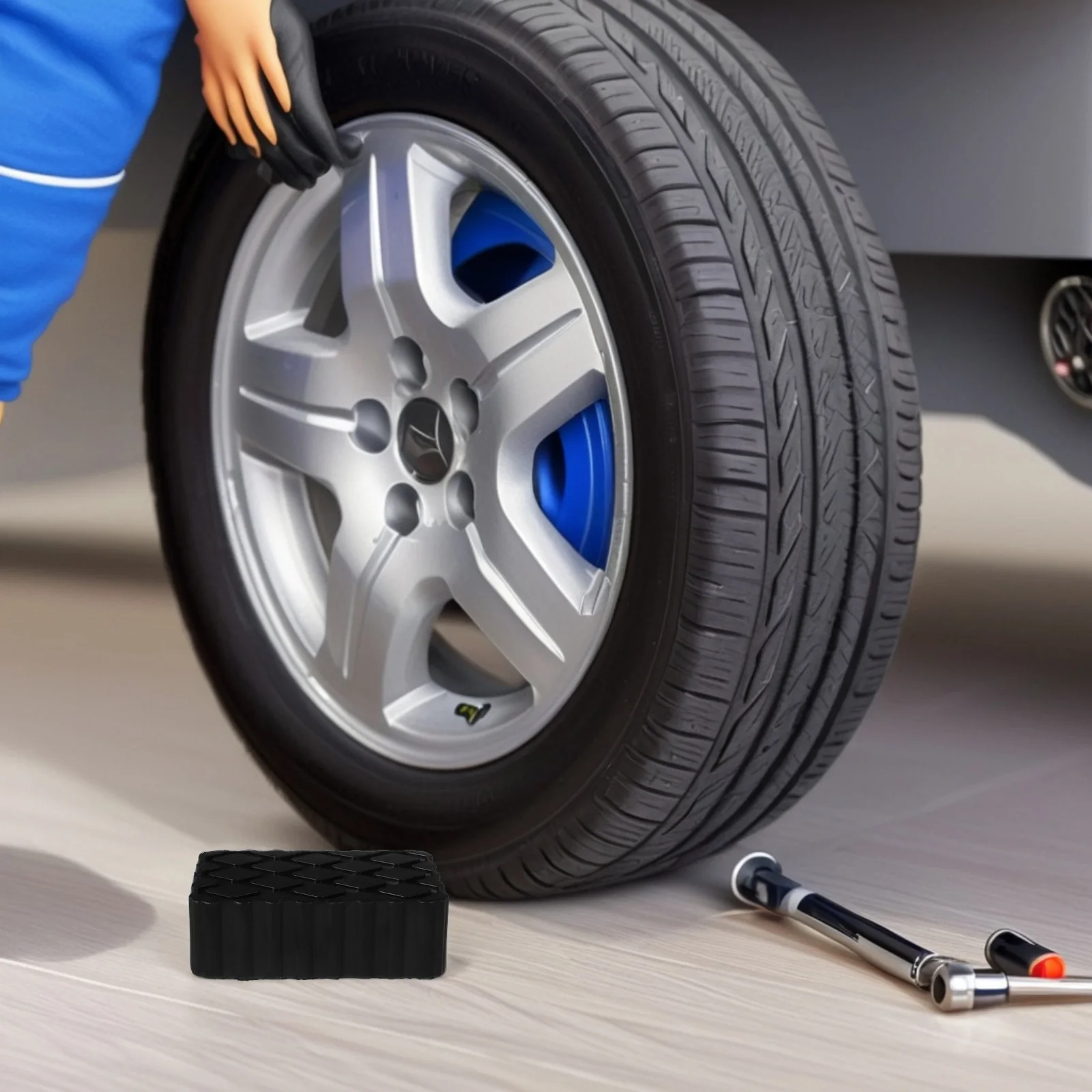 

Rv Jack Pad Rubber Lift Block Sturdy Material Shock Absorption Versatile Use Sleek Design Easy to Install for Camper Jacks