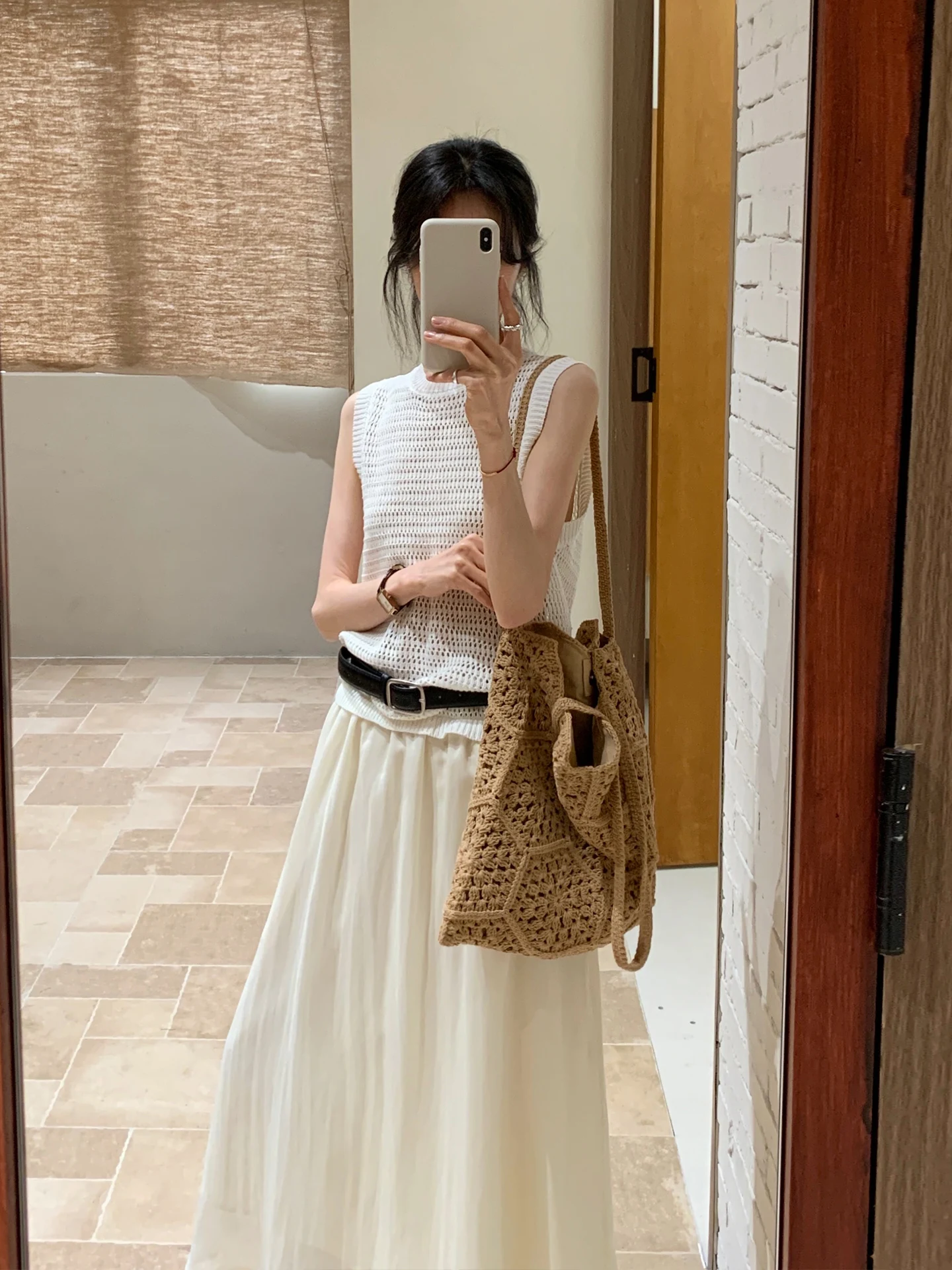 

Элегантное белое вязаное платье в стиле пэчворк, женское весенне-летнее облегающее длинное платье, А-силуэт с завышенной талией, повседневная одежда