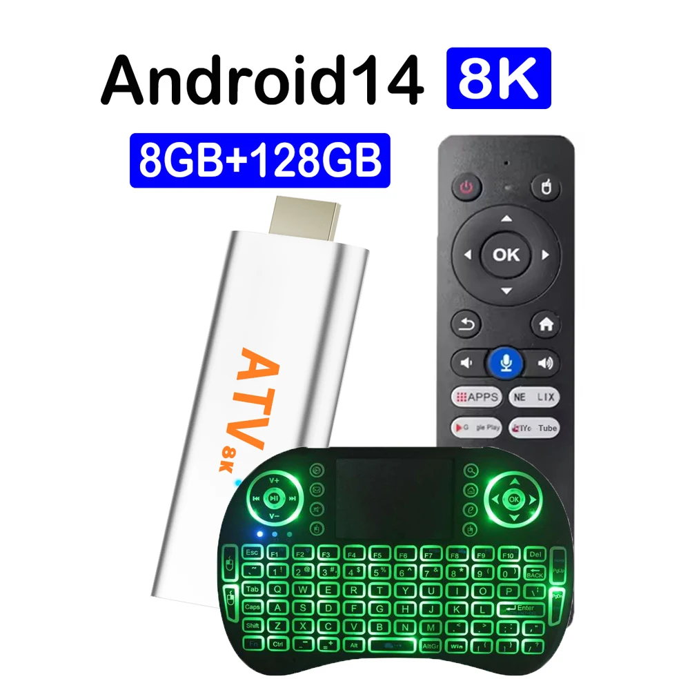 

ATV Android14 TV Stick Q15 TV Box 8K Ultra Allwinner H313 Google Assistant Netflix Dual Wifi 5G 8GB 128GB Android 14 Set Top Box