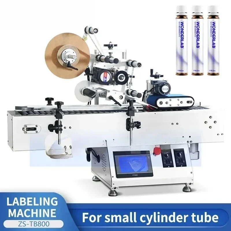 Automatic Tube Wrap Around Labeler Lip Balm Label Machine Tabletop Label Applicator Horizontal Labeler ZS-TB800