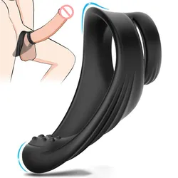 Anillo de pene doble para hombres, masturbador masculino reutilizable, agrandamiento de pene, erección más fuerte, retraso de eyaculación, juguete sexual erótico para pareja