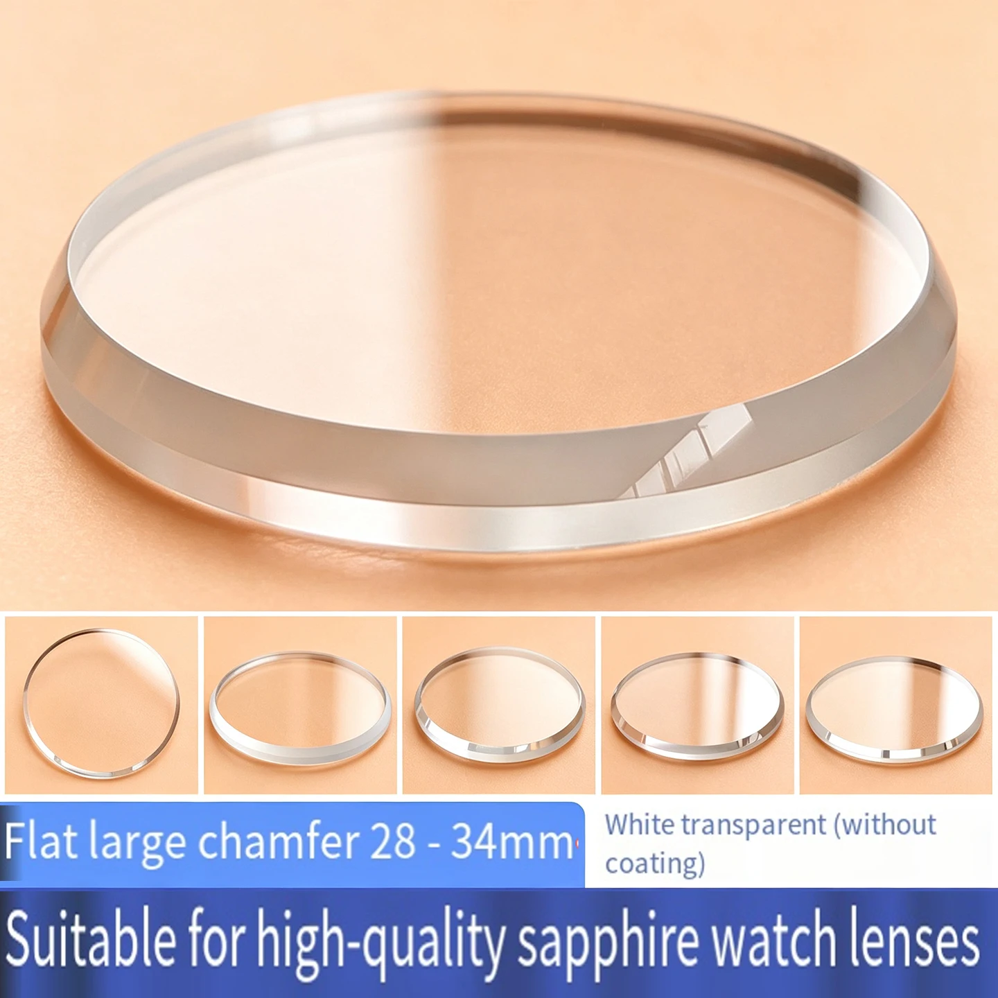 Big Bevel Sapphire Watch Crystal Flat Surface 28‑34mm Diameter Anti‑Scratch Replacement Glass For Seiko Watch Repair Spare Parts