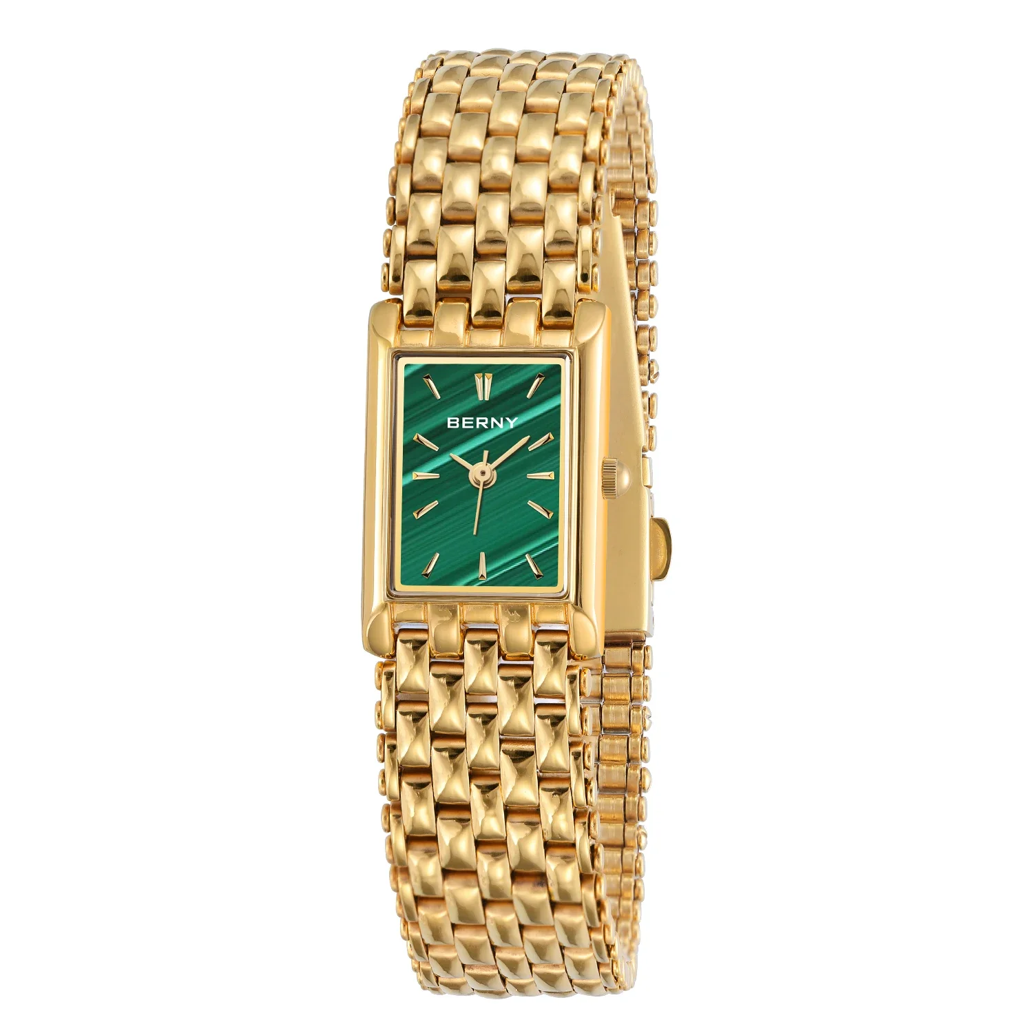 

BERNY Golden Women Wristwatch Luxury Women Watch Square Golden Female Clock Quartz Stainless Steel Fashion Ladies Gold Watch