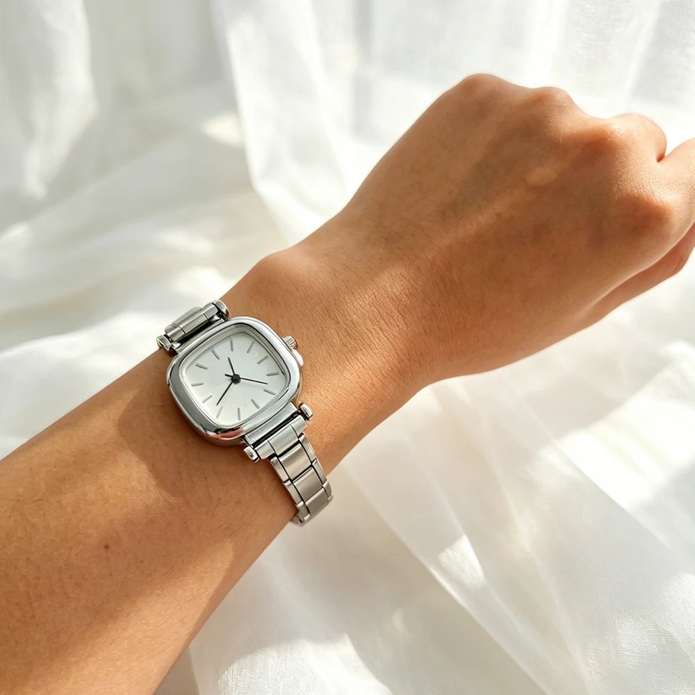 New Fashion High Quality Men Women's Stainless Steel Square Shape Watch Bracelet DIY Bangle For Friend Wife Birthday Gifts