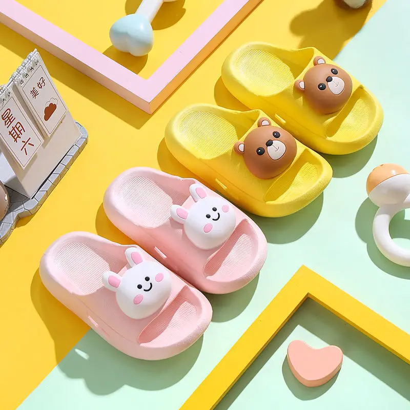 

2025 Ultra Soft Children's Bath Slippers Girls Cartoon Rabbit Princess Baby Bear Dinosaur Indoor Bathroom Shower Slippers