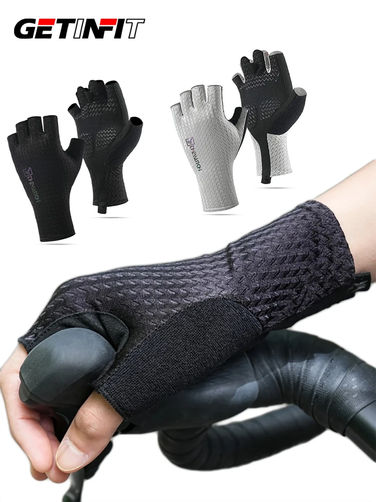 AliExpress NONE GETINFIT 1Pair Half Finger Cycling Gloves Summer Sports Gear Anti Slip Shock Absorbing Breathable Gel Padded Palm Road MTB Bike