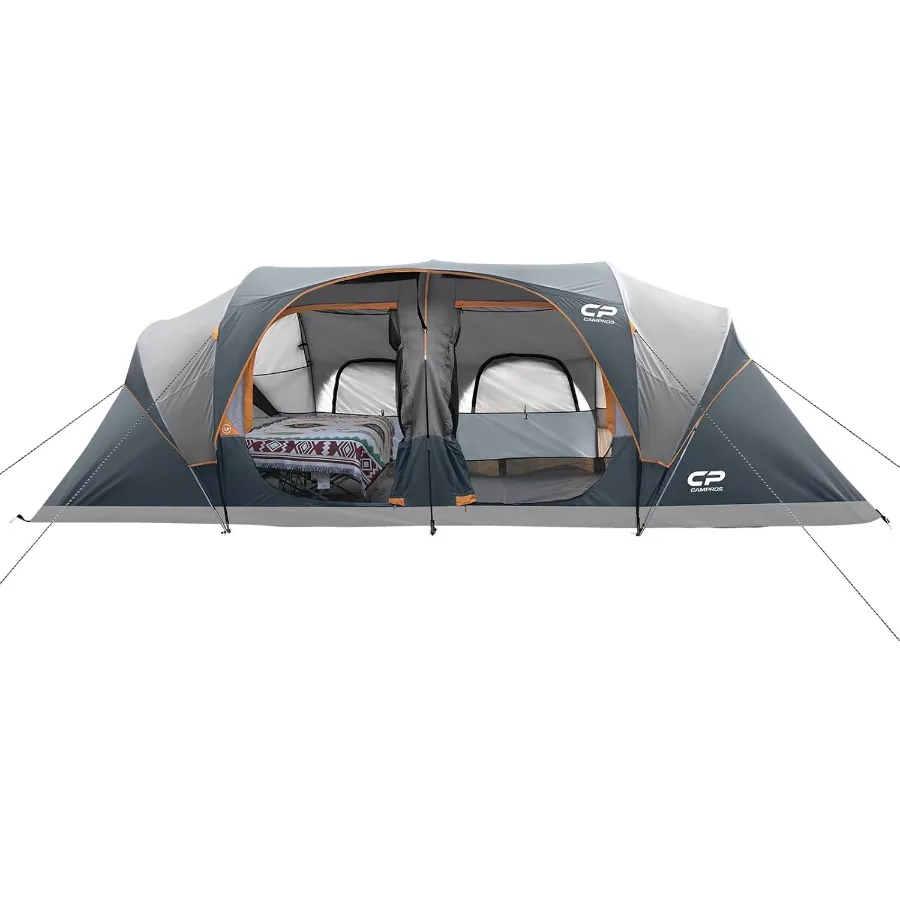 CAMPROS CP Tienda de campaña para 12 personas con 3 habitaciones Diseño impermeable a prueba de viento Top Rainfly para una protección mejorada 6 mesas grandes