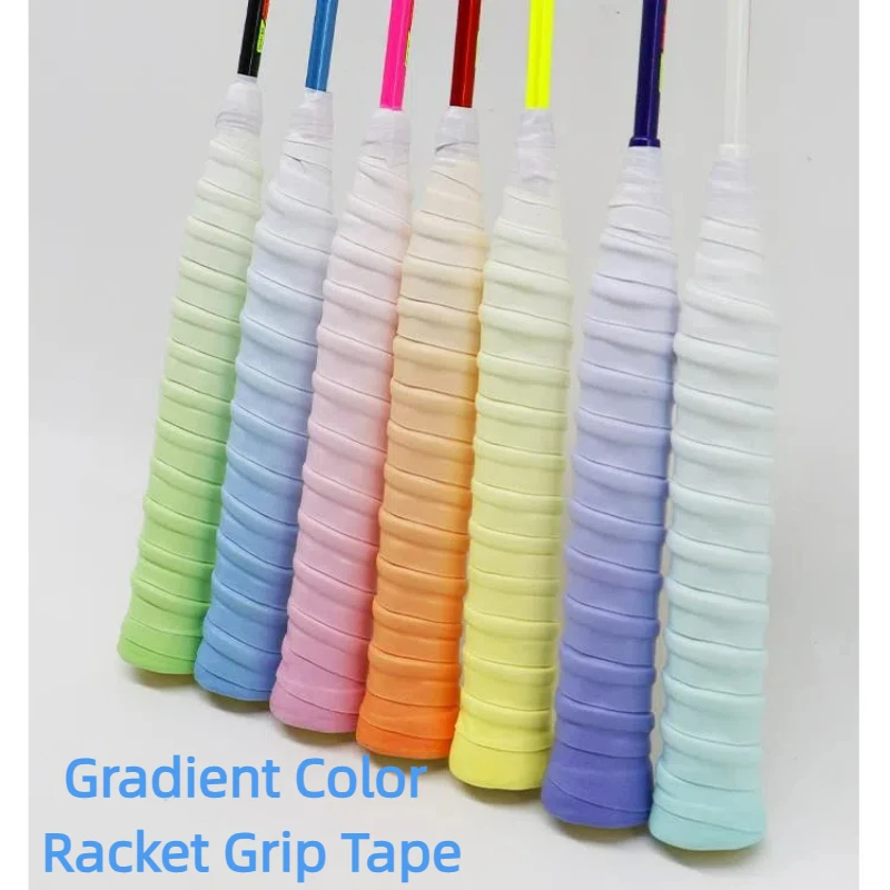 Gradient Color Tennis Racket Grip Tape Sweat-Absorbent Tennis Overgrip Tapes Anti-Slip Sweat Band Badminton Pickleball Racket