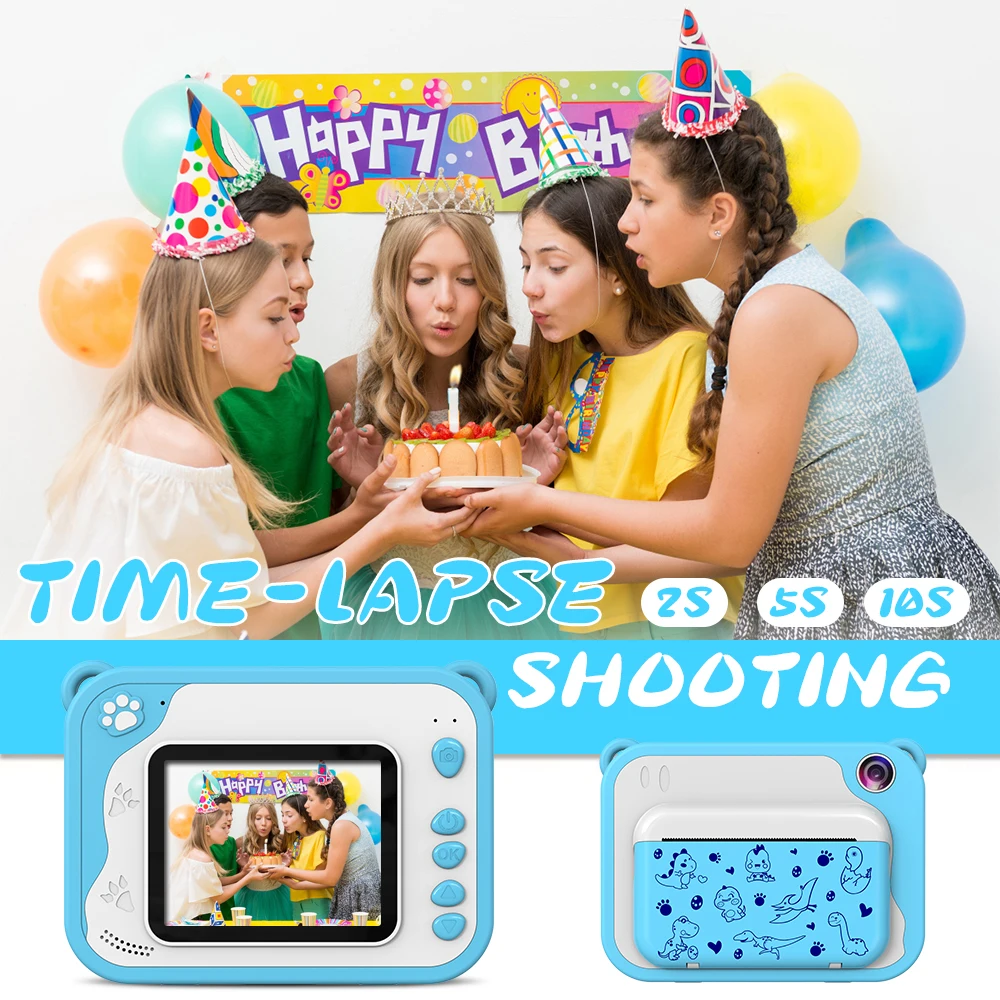 Uleway Instant Print Camera, 2.4'' Camera for Kids & Teens, 1080P with 32GB Card & 3 Rolls Photo Paper