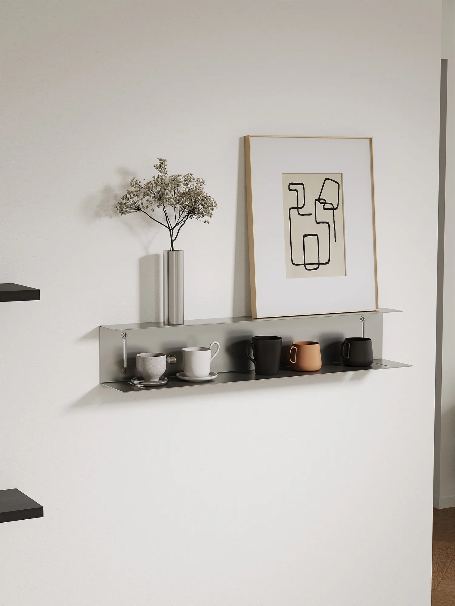 One word baffle wall rack stainless steel multi-layer display rack