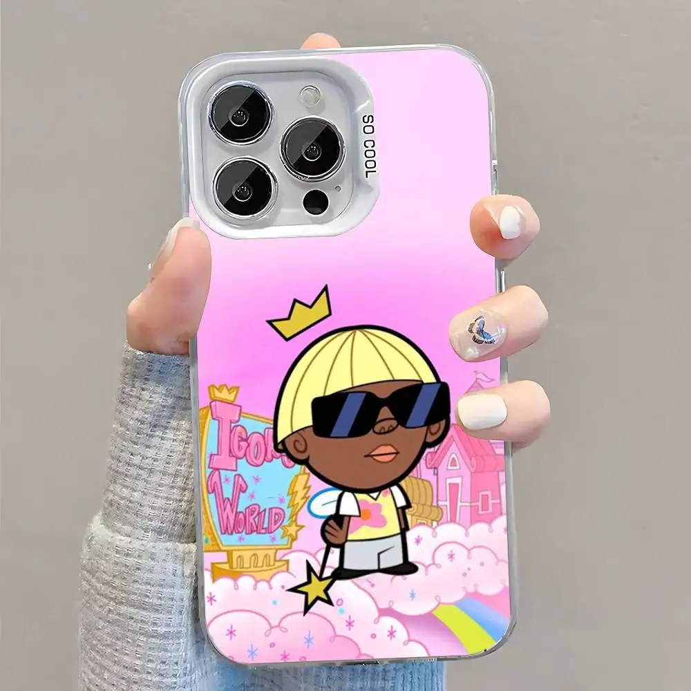 حافظة T-Tyler The Flower Boy C-Creator لهاتف iPhone 16,15,14,13,12,11,Pro,XS,Max,Plus,Mini,SE غطاء مقاوم للصدمات من الحلوى البيضاء غير اللامعة