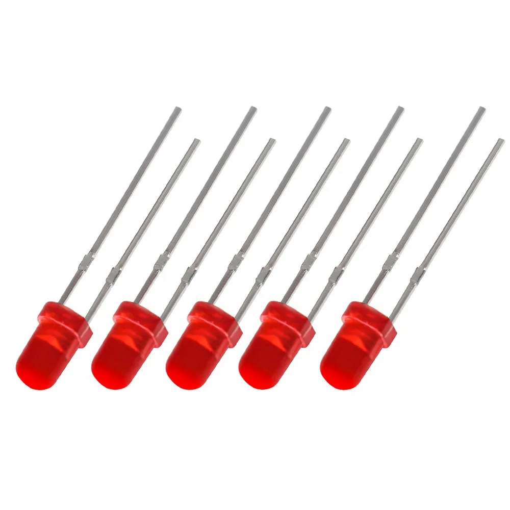50/100pcs 3mm LED Super Bright Diode F3 Round Light Emitting Diodes  Assortment Kit White Red Yellow Blue Green