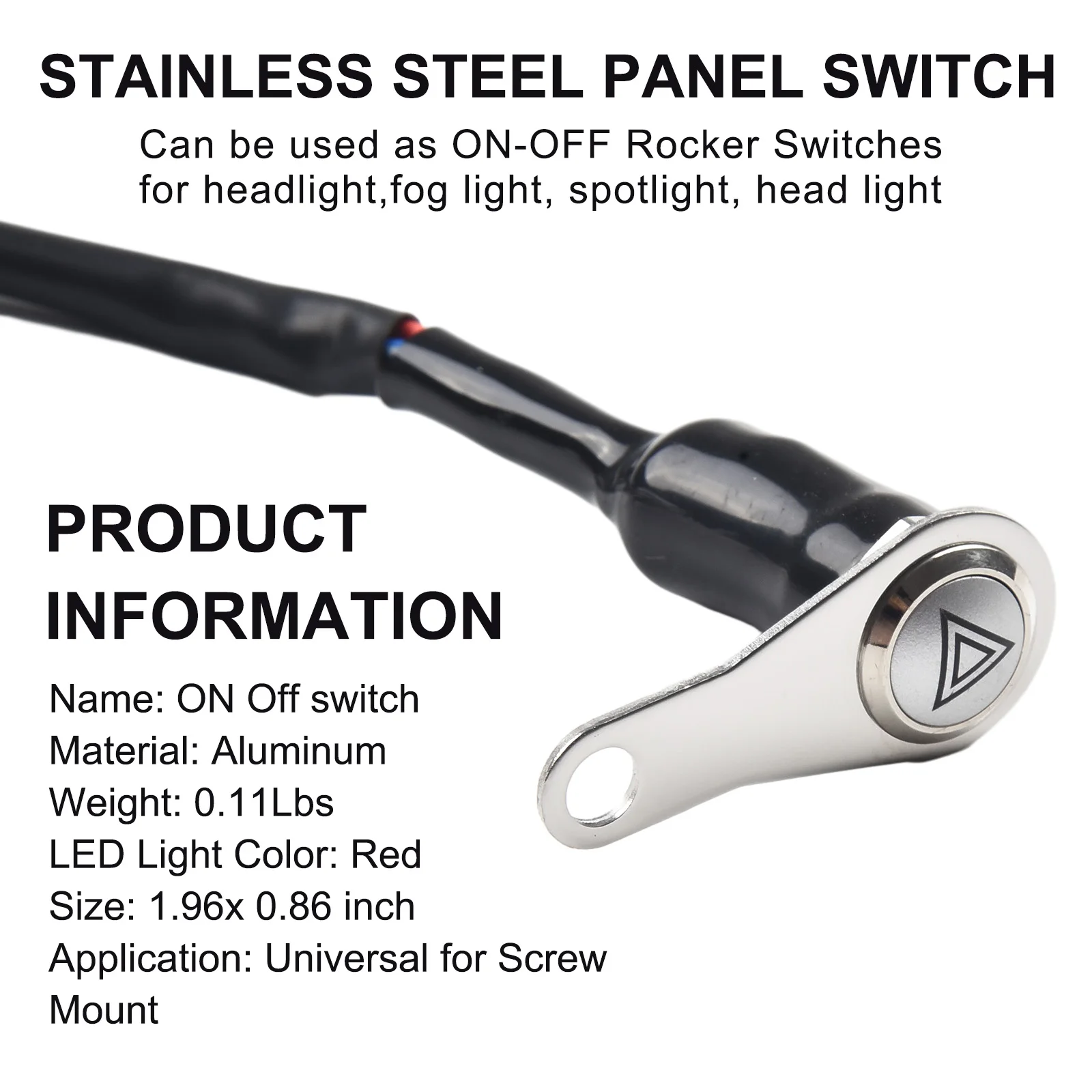 LED Motorcycle Switch ON-OFF Rocker Switches Manual-return Red Indicator Light, Get A New Visual Experience Red Indicator Light,