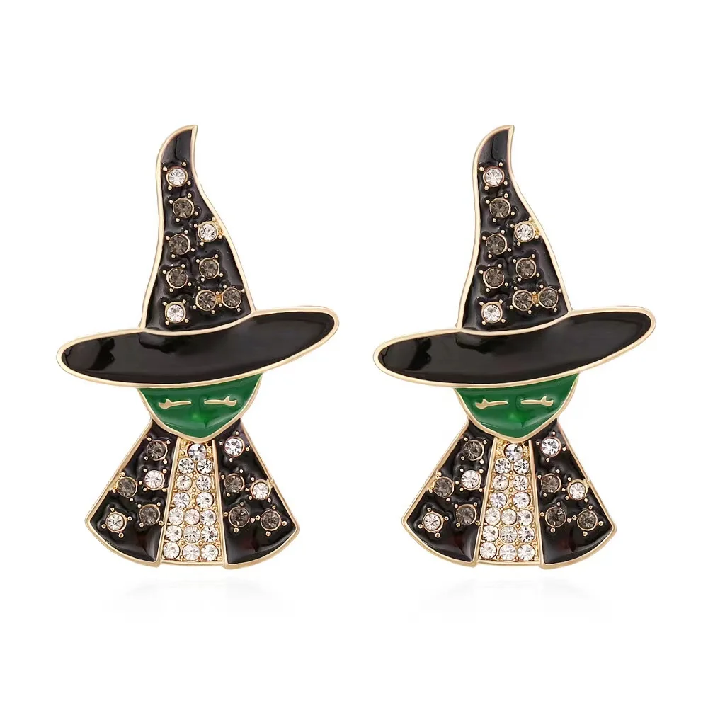 Orecchini con personaggi esagerati con strass per donna 2023 Orecchini di Halloween Gioielli Festa Casual