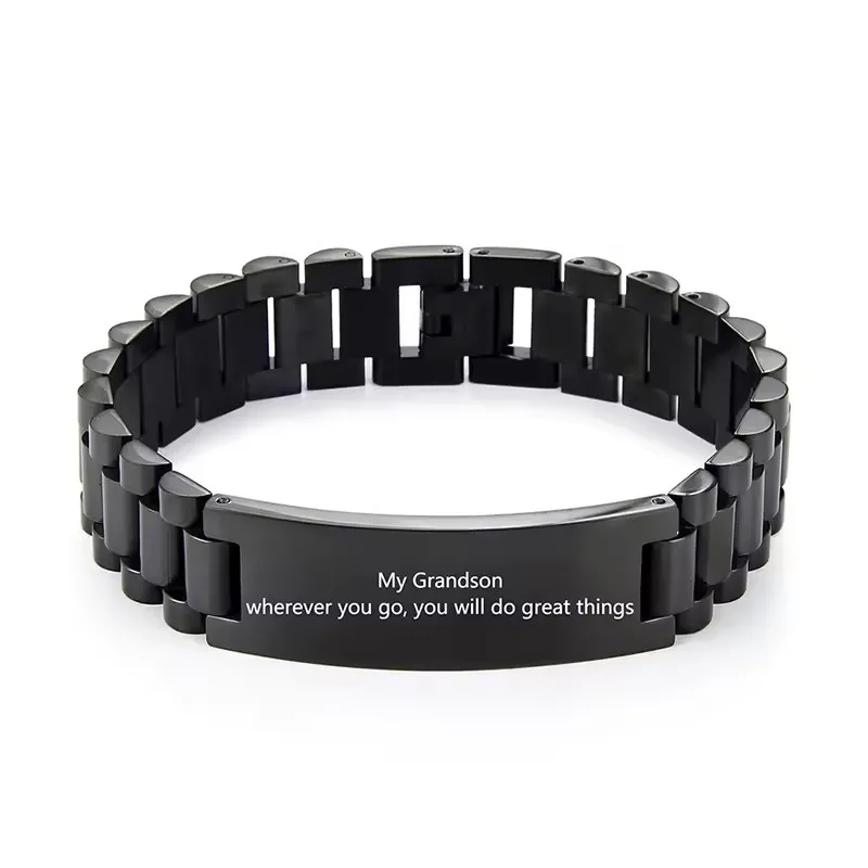Personalisierte Gravierbare Edelstahl-ID-Armbänder für Männer Individuell Gravierbare Namensschild-Identitäts-ID-Armbänder für Ihn 19-21CM
