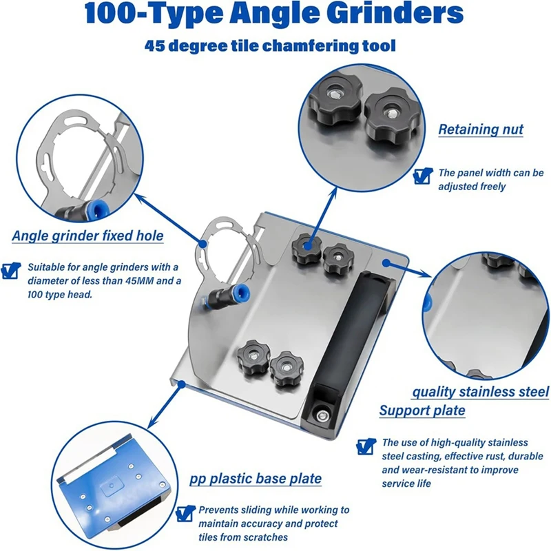 45 Degree Tile Chamfer Tool,Heavy Duty Angle Grinder Stand 45 Degree Adjustable For Cutting Ceramic Stone