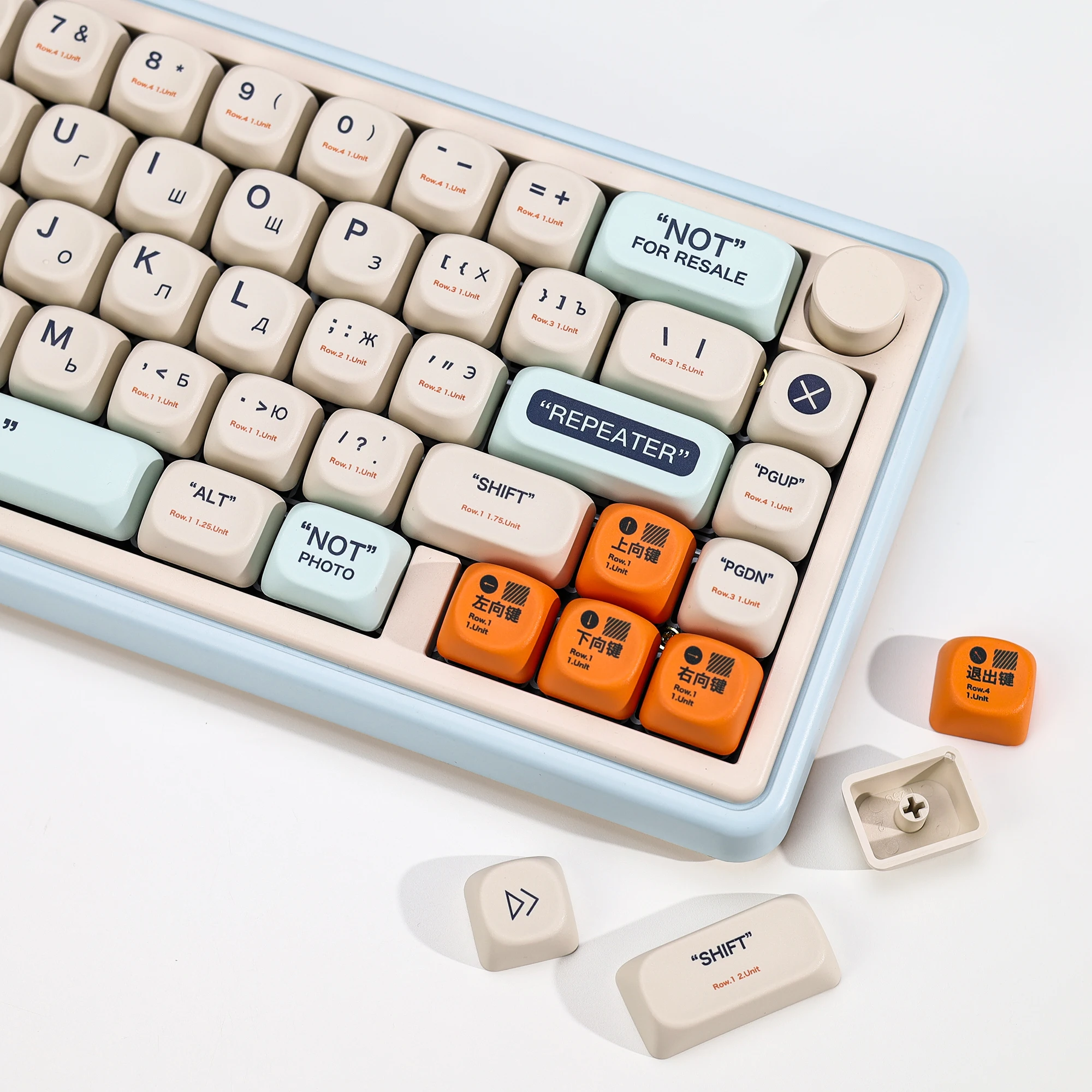 KBDiy KOA Profile Plastic Theme PBT Russian Keycaps Set Custom Retro MOA Keycap for 60 Gaming Split Alice Mechanical Keyboard