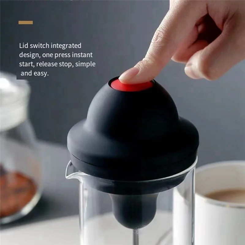 

A01F-2PCS Milk Frother Electric Frother Coffee Frother Blender Battery Egg Beating Cup Black ABS
