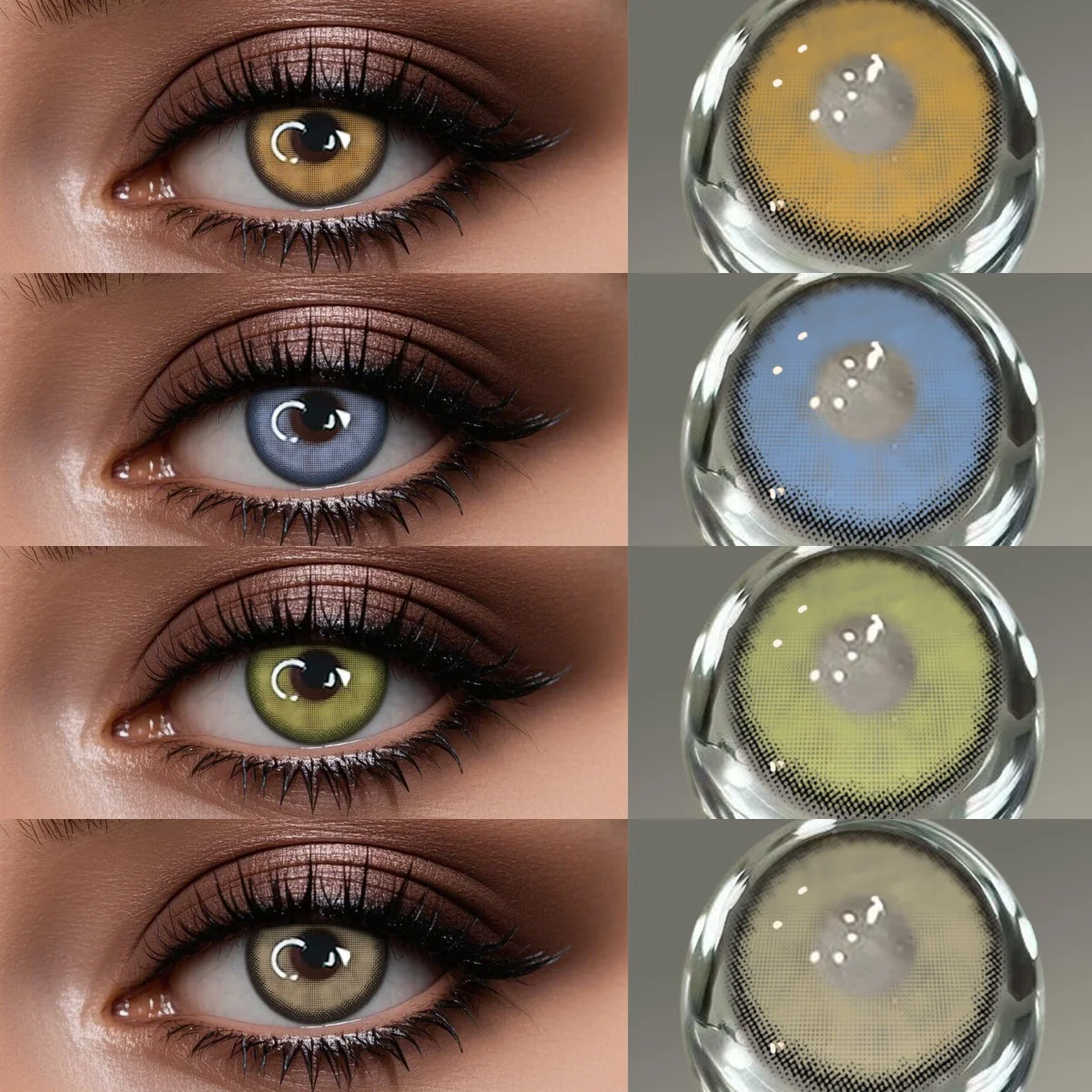 VISUASHOW Linsen Natrual Braun Farbige Kontaktlinse, Augen Schönheit Make-Up Von y2k Kosmetik, Gefälschte Wimpern, Blau/Grün Pupille