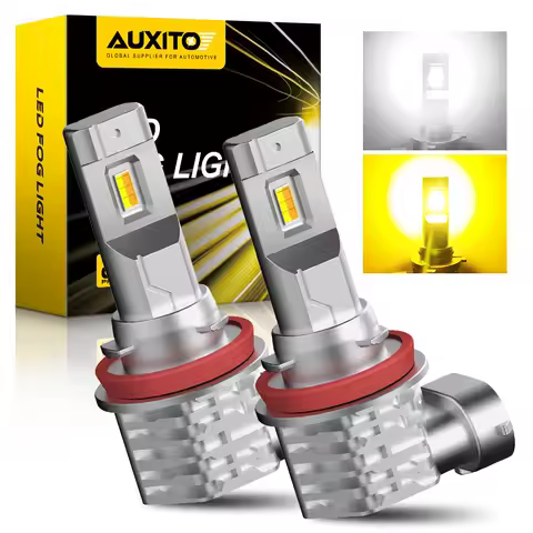 AUXITO 2Pcs Dual Color H11 H8 LED Fog Lights 6000K White 3000K Yellow Amber H9 H16(JP) LED Fog Lamp DRL Fanless Waterproof 12V