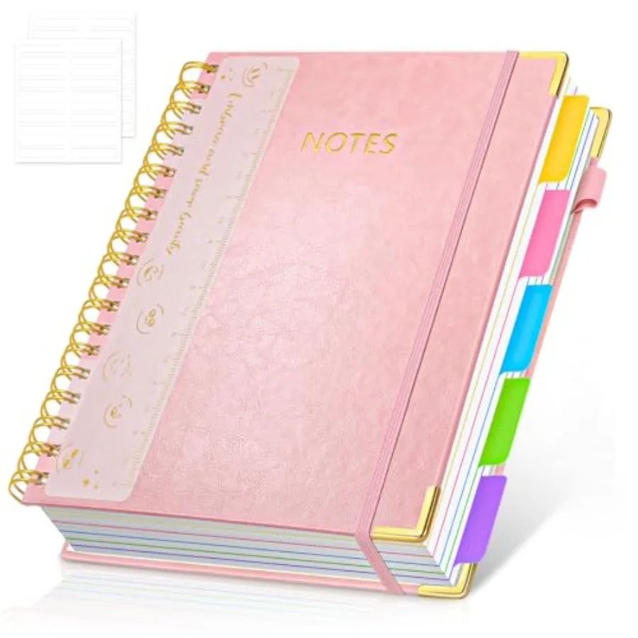 

Hardcover Spiral Notebook Journal with Removable PVC Dividers - 8'' x 10'' Large 300 Page B5 Hardcover Leather College Lined Jo
