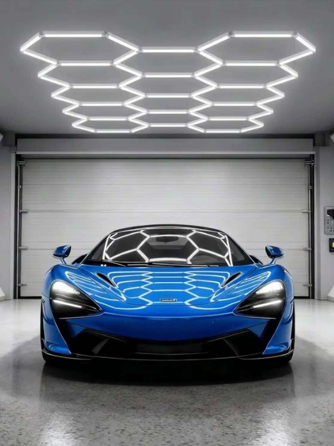 14er-Pack Sechseckige LED-Deckenleuchte 680W Wabendesign für Garage Werkstatt Studio 6500K Kaltweiße LED-Röhren zur Beleuchtung
