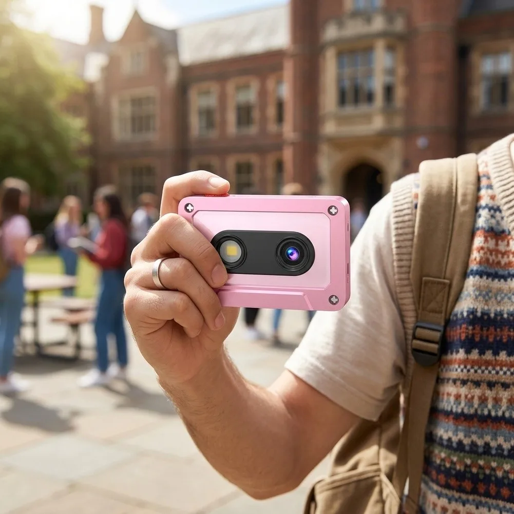 Retro style camera with 0.96 inch LCD 12 megapixel photos 1080P video ABS material compact size USB 2.0 TF card slot