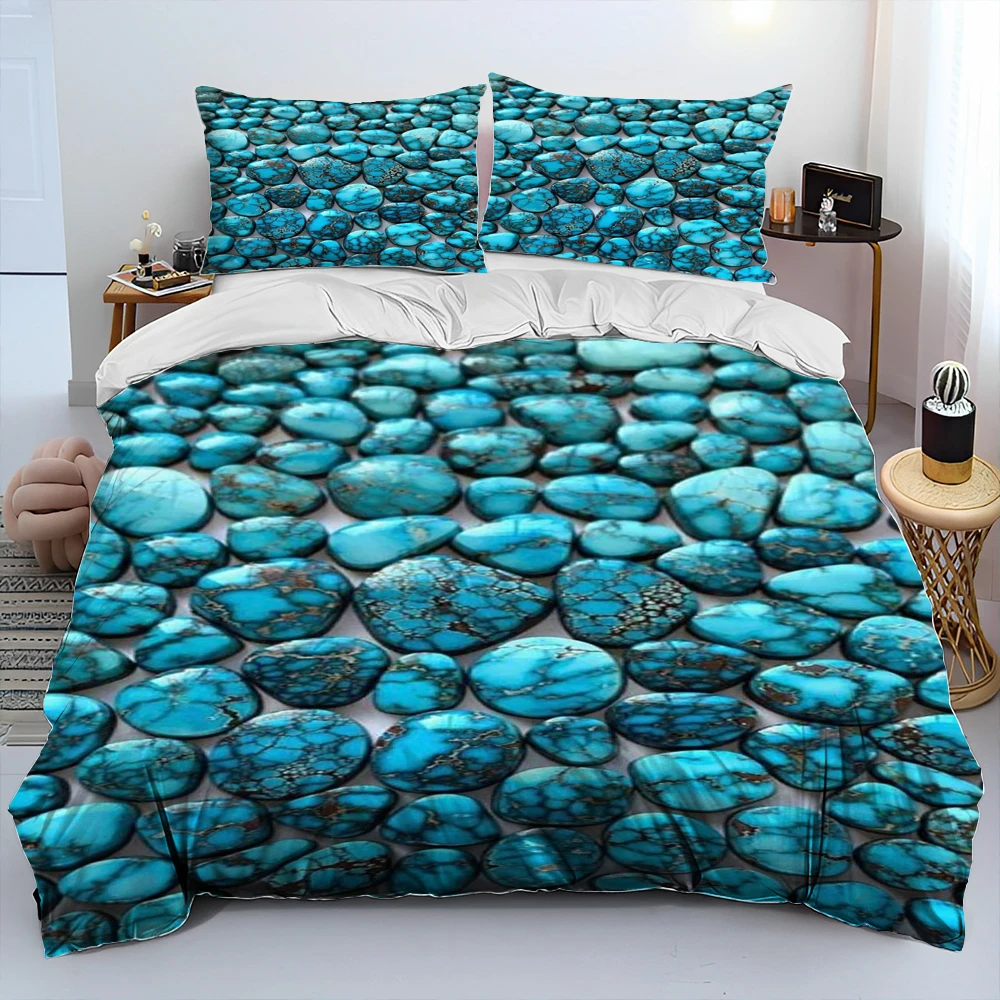 3D Color Stone Pebble Comforter Bedding Set,Duvet Cover Bed Set Quilt Cover Pillowcase,King Queen Size Bedding Set Adult Child